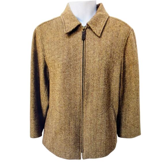 Ralph Lauren Women’s 10 Herringbone Lambswool Wool Blazer Jacket Coat Vintage - Picture 2 of 11